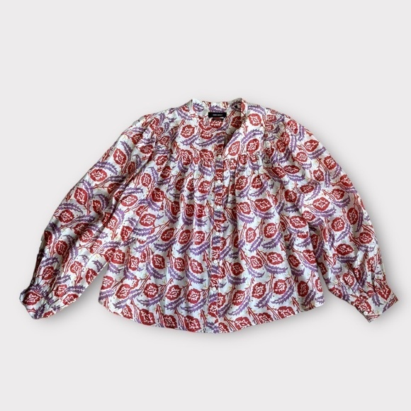 ISABEL MARANT Ritonea gathered printed silk blouse - Picture 3 of 6